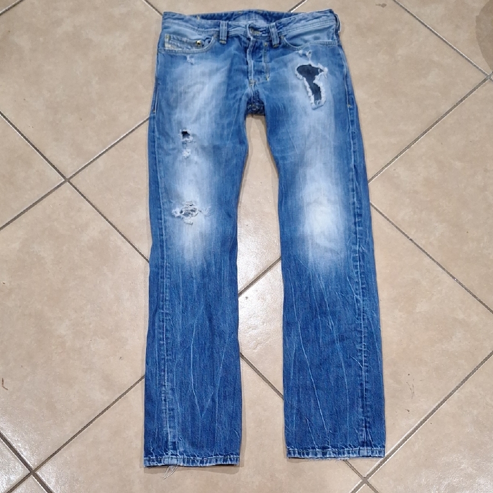 Men's Blue Distressed Jeans